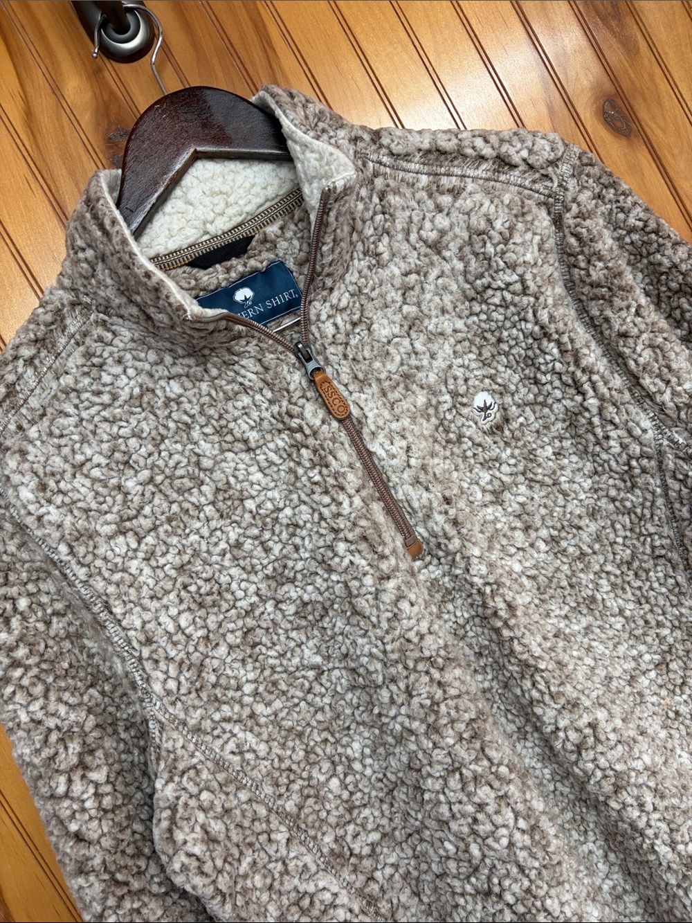 Southern Shirt Oyster Gray Heathered Sherpa Fleece 1/4 Zip Pullover Oversized Sm